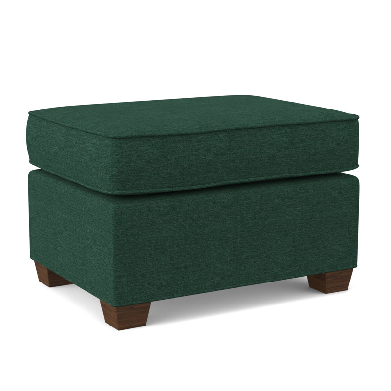 Finn 26" Wide Rectangle Standard Ottoman, Montana Walnut, Antic Jade