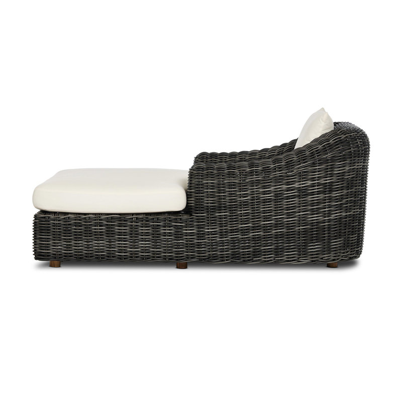 Messina Outdoor Teak Chaise Lounge, Chunky Charcoal