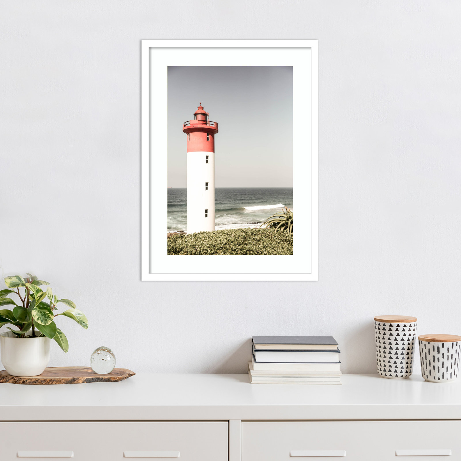 Daisey "Oyster Box Lighthouse" Print, White, 25" H x 19" W