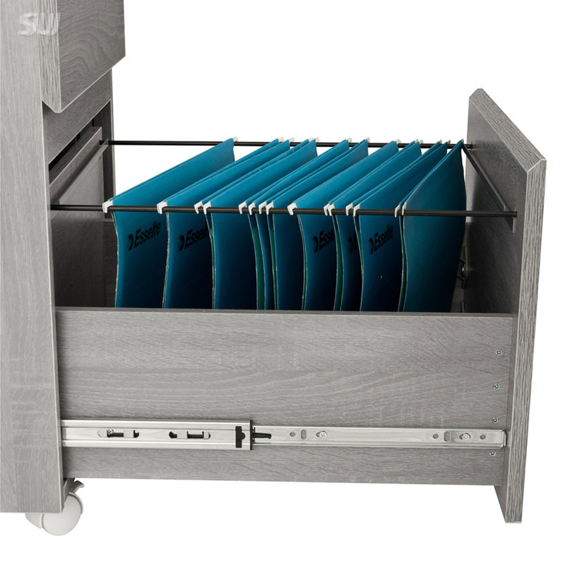 Classeur vertical à deux tiroirs avec serrure et rangement Techni Mobili, parfait pour l'organisation d'un bureau à domicile