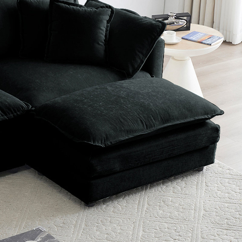 Repose-pieds rembourré Farsad, Noir, H 19 po x l 35 po x P 22,4 po