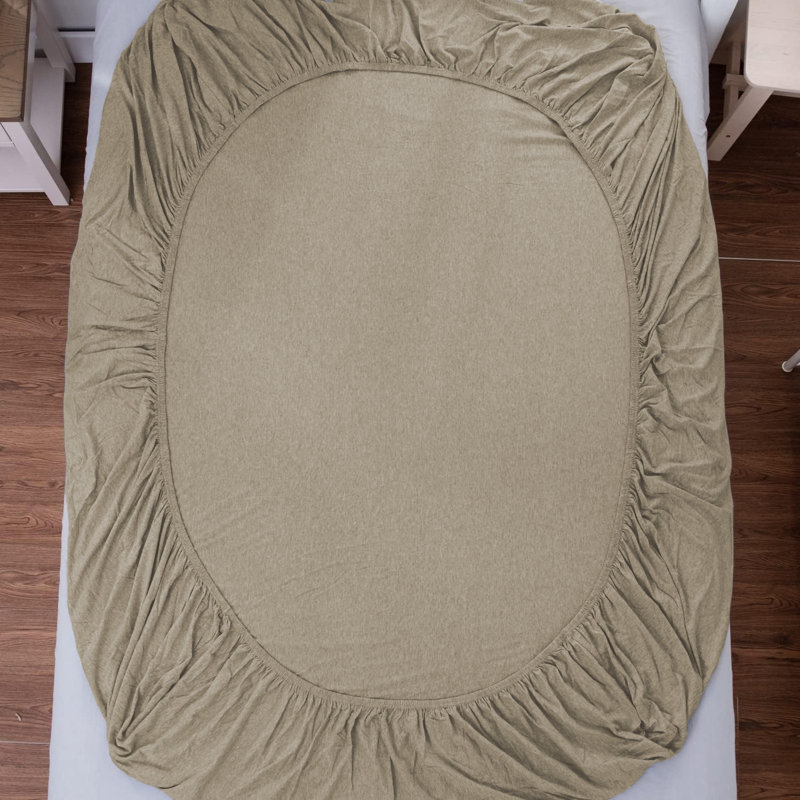 Jersey Knit Fitted Sheet, Double (4'6), Beige