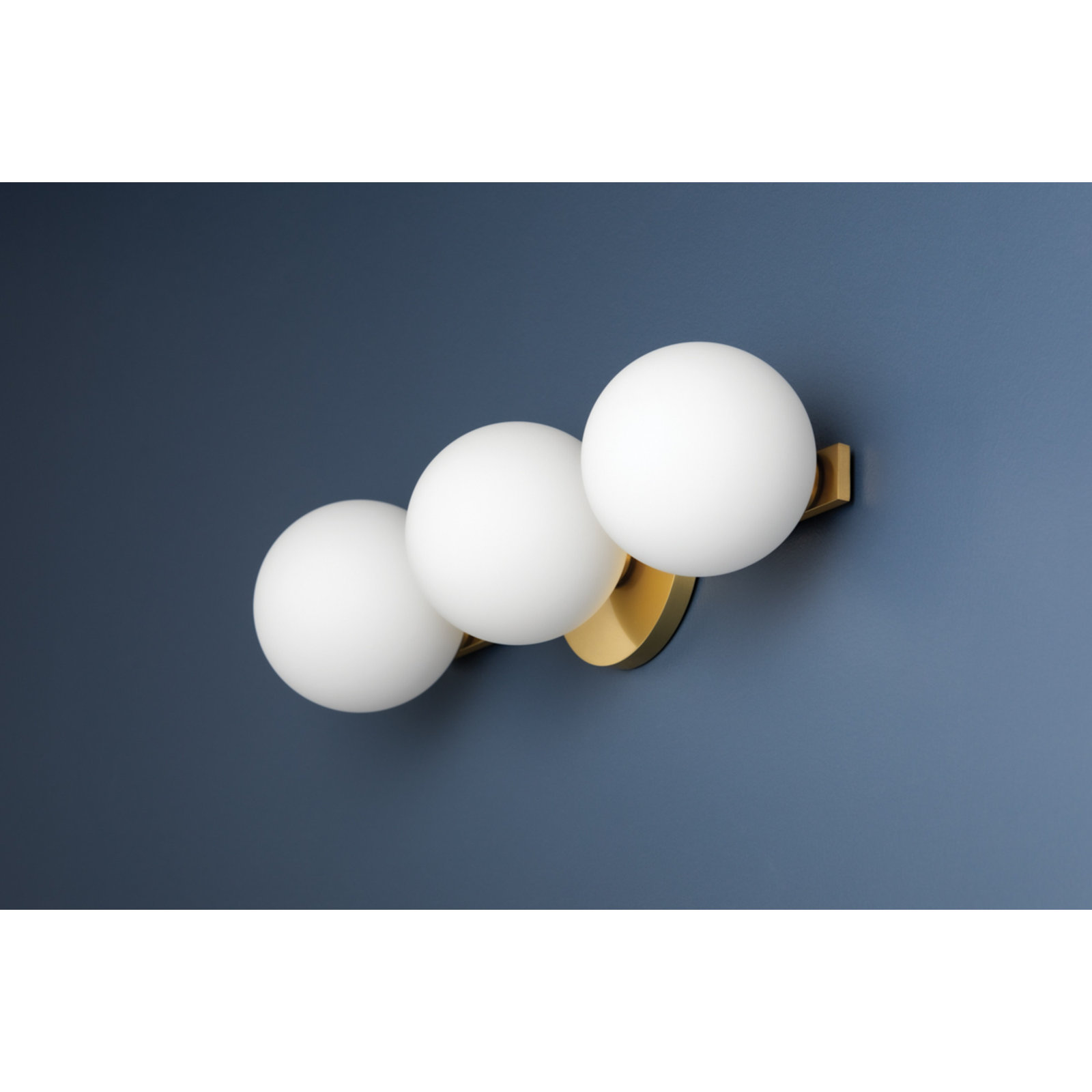 Samson 3 Light Frosted LED Vanity Light, Aged Brass