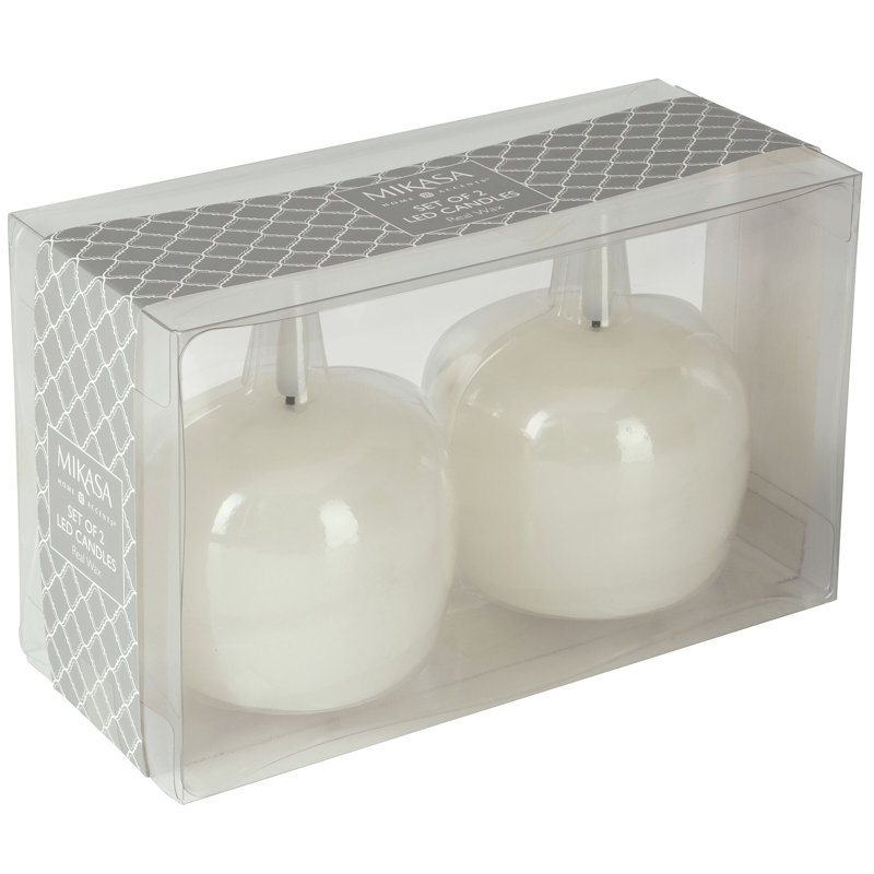 Set of 2 Swirl Orb LED Wax Figurine, Paraffin