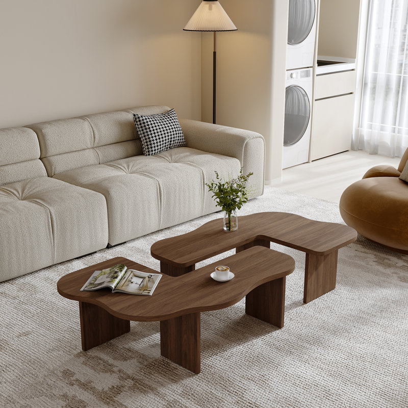 Table basse rectangulaire de 58,66 po, table basse moderne en bois de style Mid-Century