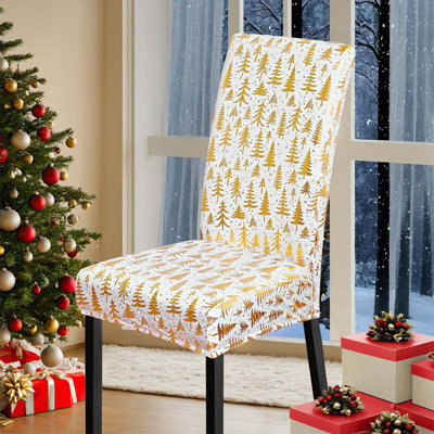 Housses de chaise de salle à manger de Noël Housses de dossier amovibles Protecteurs de chaise lavables et amovibles pour la cuisine de Noël