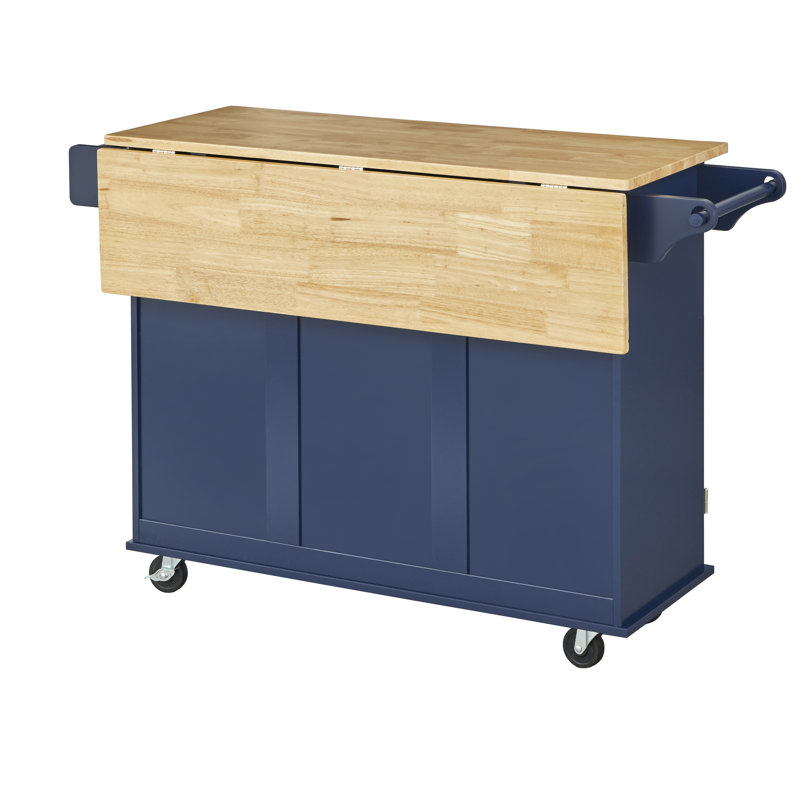 Îlot de cuisine avec roues verrouillables 53,75 po Hardiman, Indigo