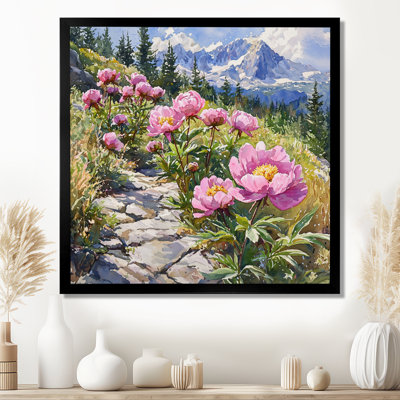 Pivoines le long du sentier de montagne I - pivoines, art mural