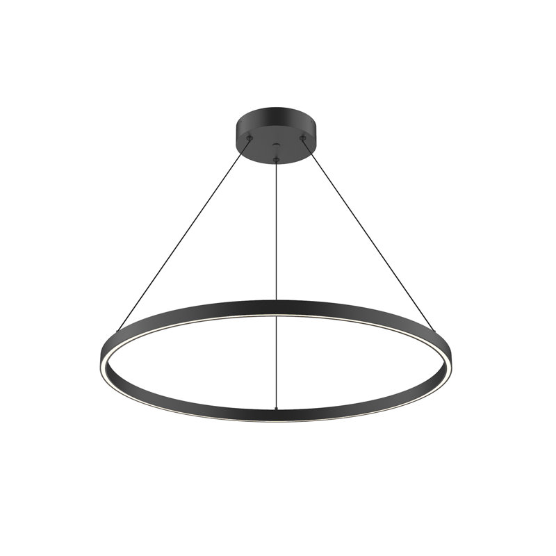 Cerchio 1 - Light LED Unique/Statement Pendant, Black, 1.375" H x 31.5" W x 31.5" D