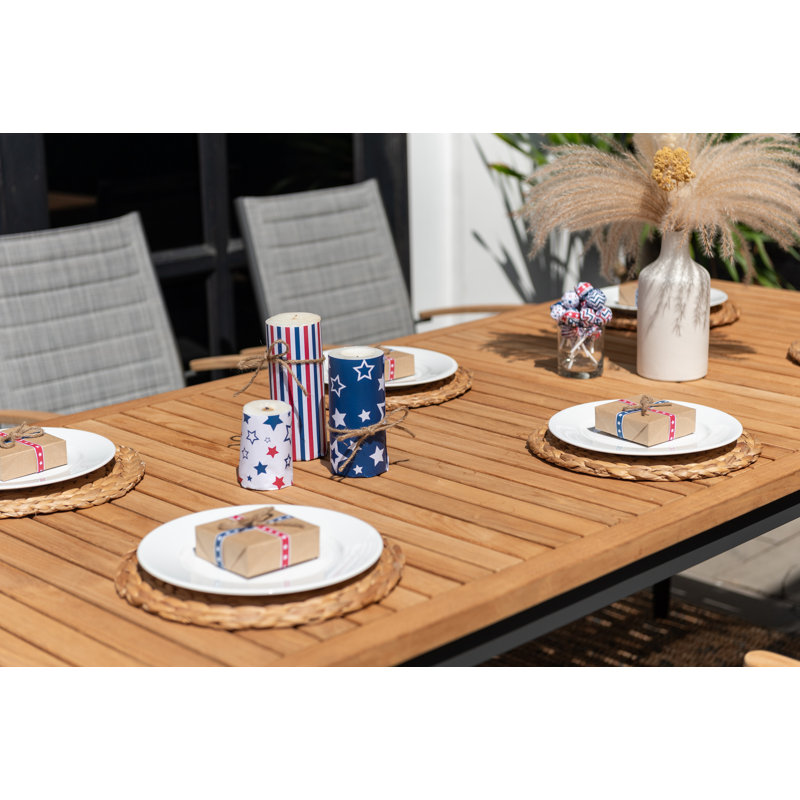 Maui Aluminum and FSC Teak Outdoor Patio Dining Table