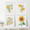 IDÉE4WALL, art mural encadré de citron et de tournesol, ensemble de 4 impressions murales nature sauvage, décoration florale botanique pour le salon, impression encadrée de chambre à coucher 4 pièces