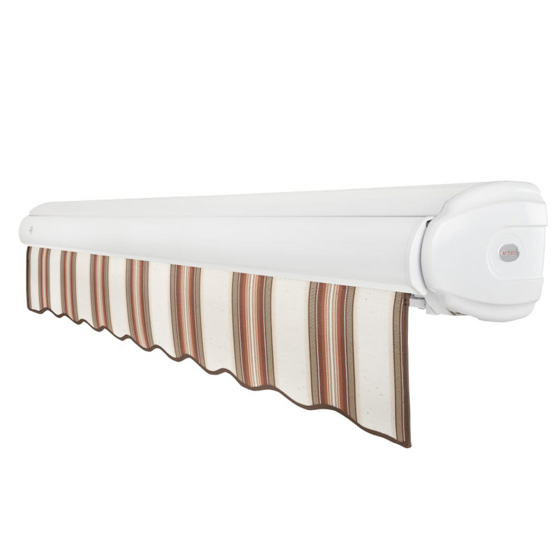 Awntech Key West Patio Retractable Awning with Cassette, 9.38" H x 96" W x 78" D, Brown/Tan/Terracotta
