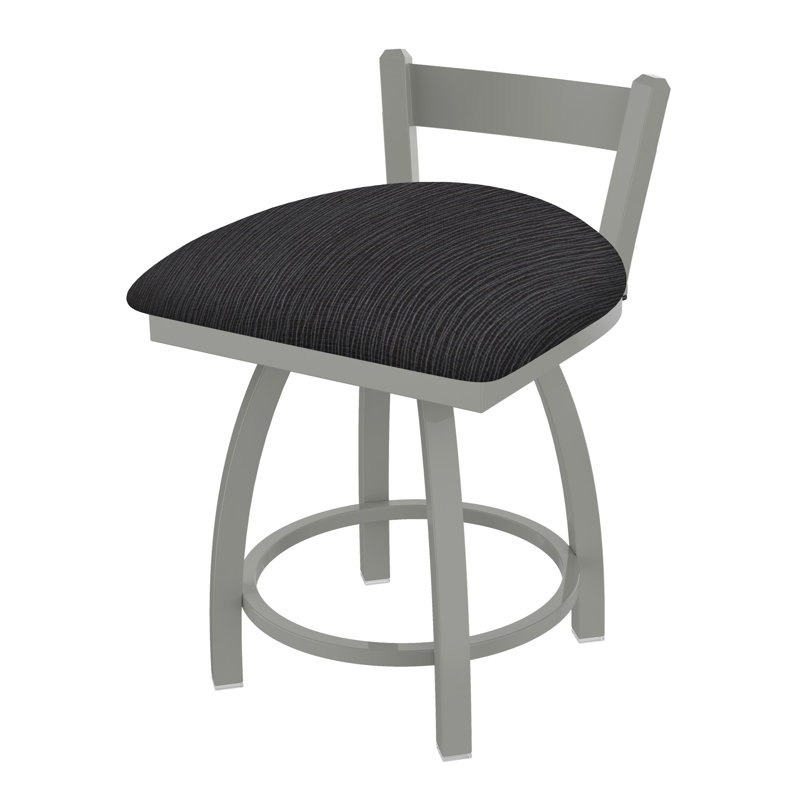 Tabouret de coiffeuse en métal Catalina, Nickel anodisé, Tissu-graphique ancre