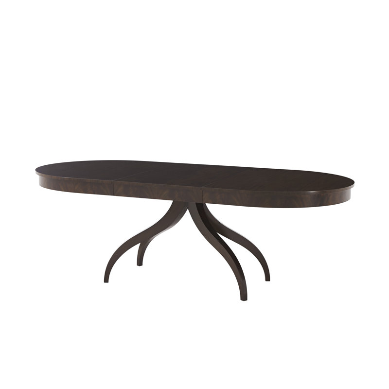 Mahogany Oval Extendable Dining Table with Curved Legs