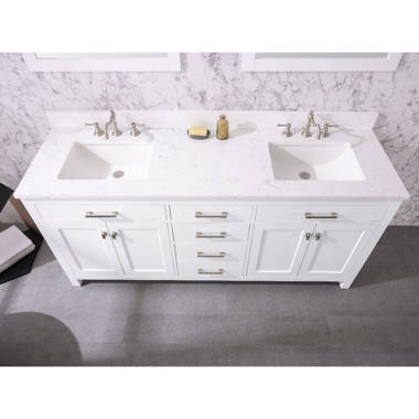 Lark Manor Wellsville 55'' Double Bathroom Vanity with Quartz Top