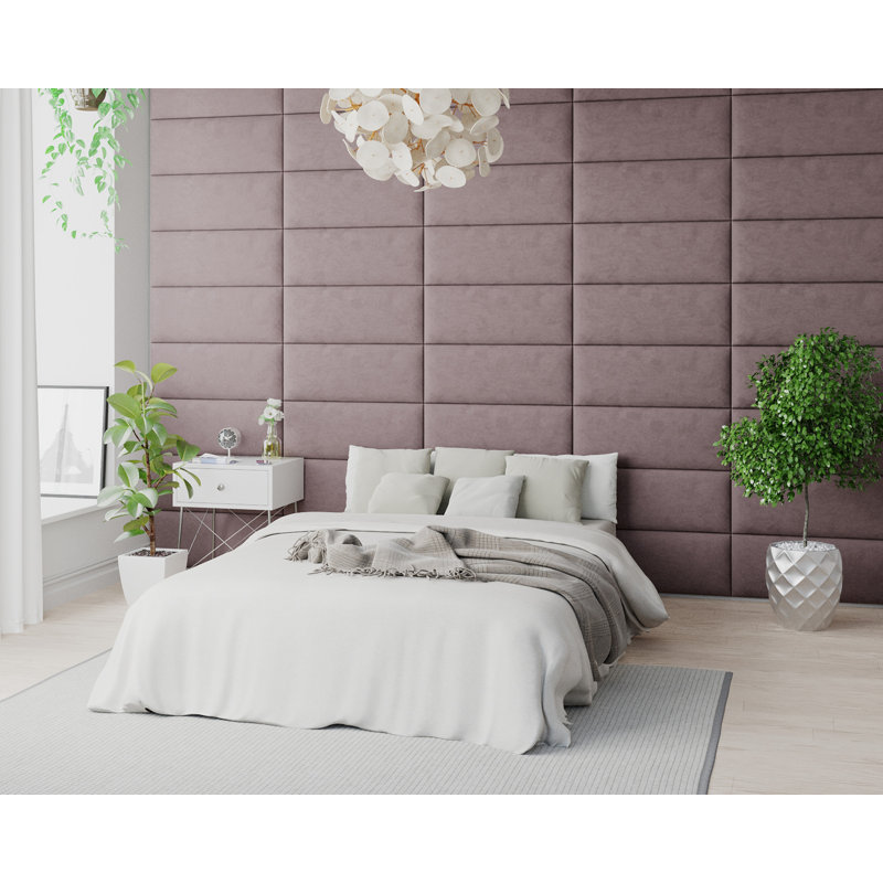 Katie-Mai 30 cm x 75 cm Peel and Stick Upholstered Wall Paneling in Blush