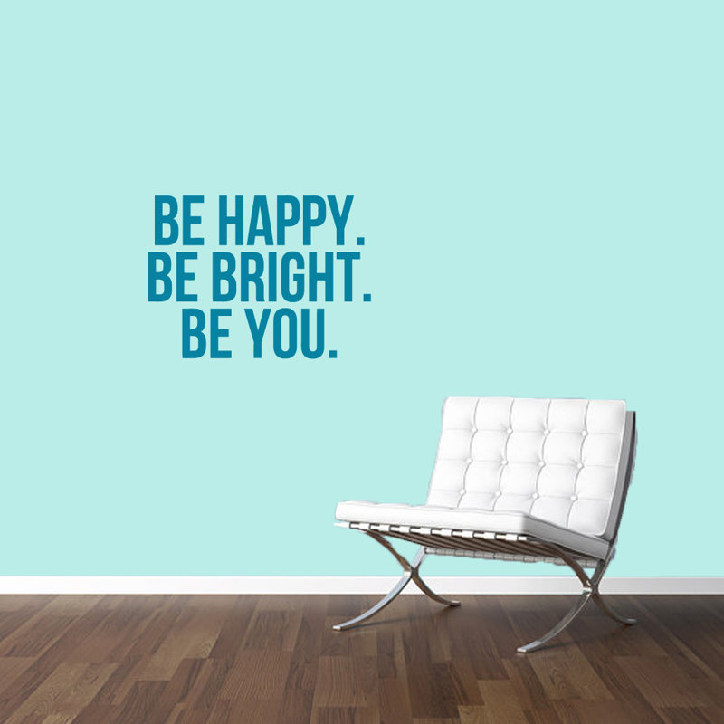 Décalcomanie murale happy be you be you be you, Bleu sarcelle