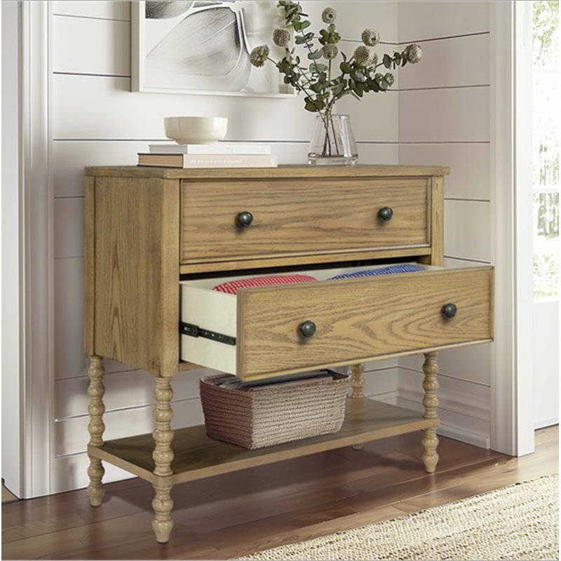 Commode d'appoint 2 tiroirs Naturel Voir ci-dessous
