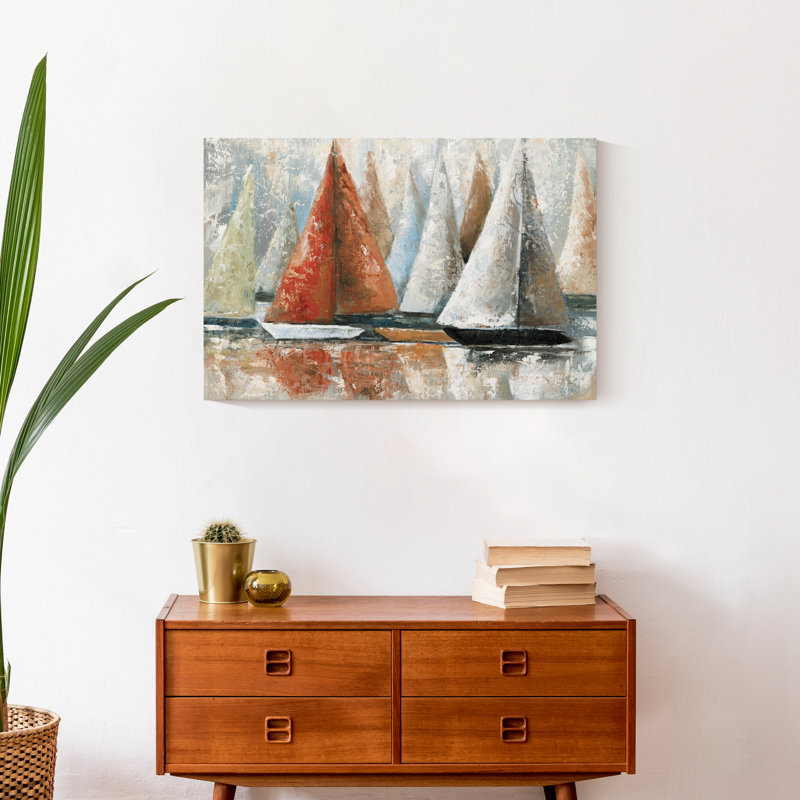 Painterly Voiliers - Peinture sur toile, Toile tendue, H 16 po x l 24 po x P 1,25 po