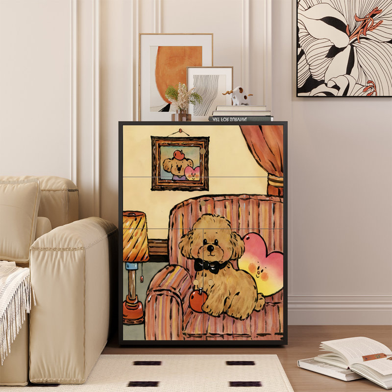 Modern Pine Wood Storage Cabinet