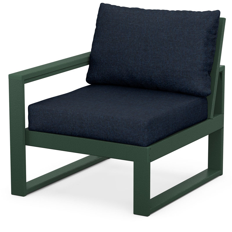 POLYWOOD Outdoor Lounge Chair, Green, Marine Indigo