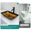 Lavabo de salle de bain au-dessus du comptoir, verre trempé doré ambré, forme carrée, bonde escamotable, cuve à usages multiples, apparence élégante