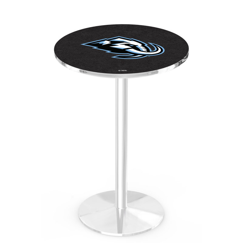 NHL Round Metal Base Dining Table, Chrome, Phoenix Coyotes