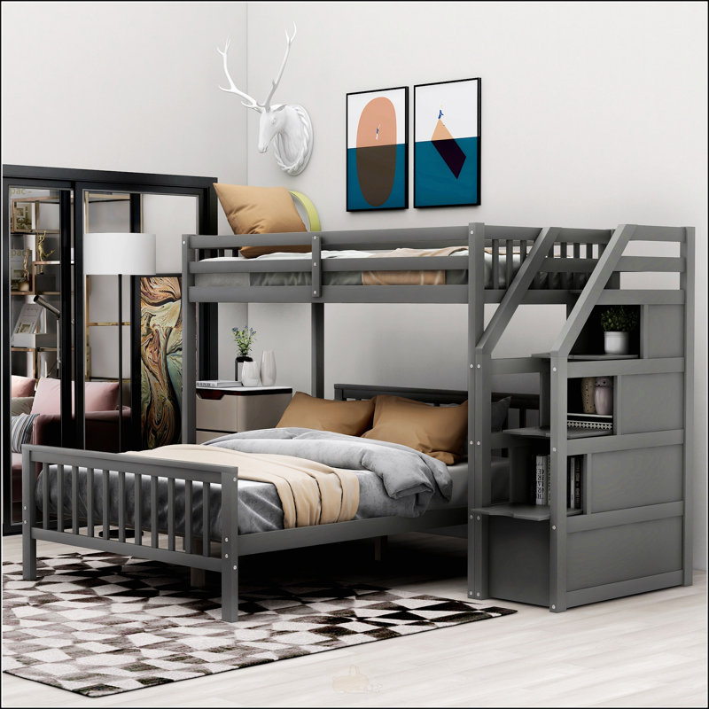 Lit mezzanine avec escalier, Gris