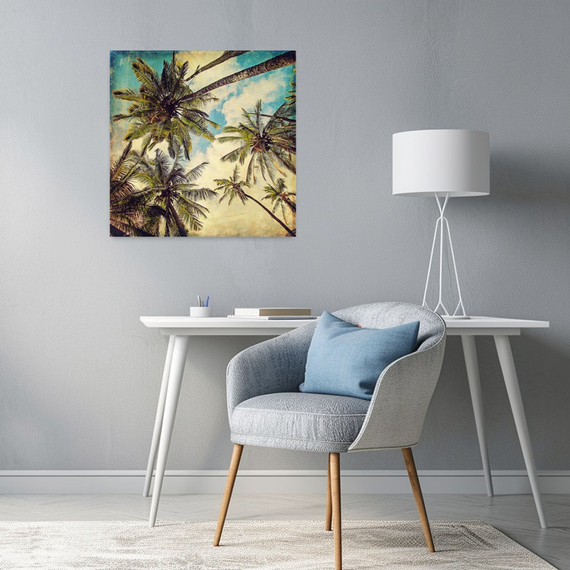 «Kauai Island», palmiers abstraits, paysage tropical, art, 24" H x 24" W