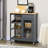 Rolling Kitchen Cart with 4-bottle Wine Rack-1412006474