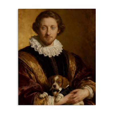 Renaissance Noble with Loyal Companion Canvas, design by CAD Designs