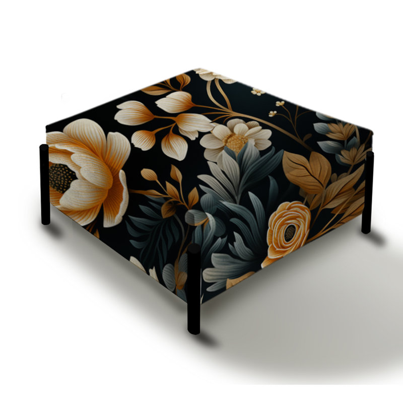 Timeless Floral Symphony Bouquet - Floral Large Square Ottoman