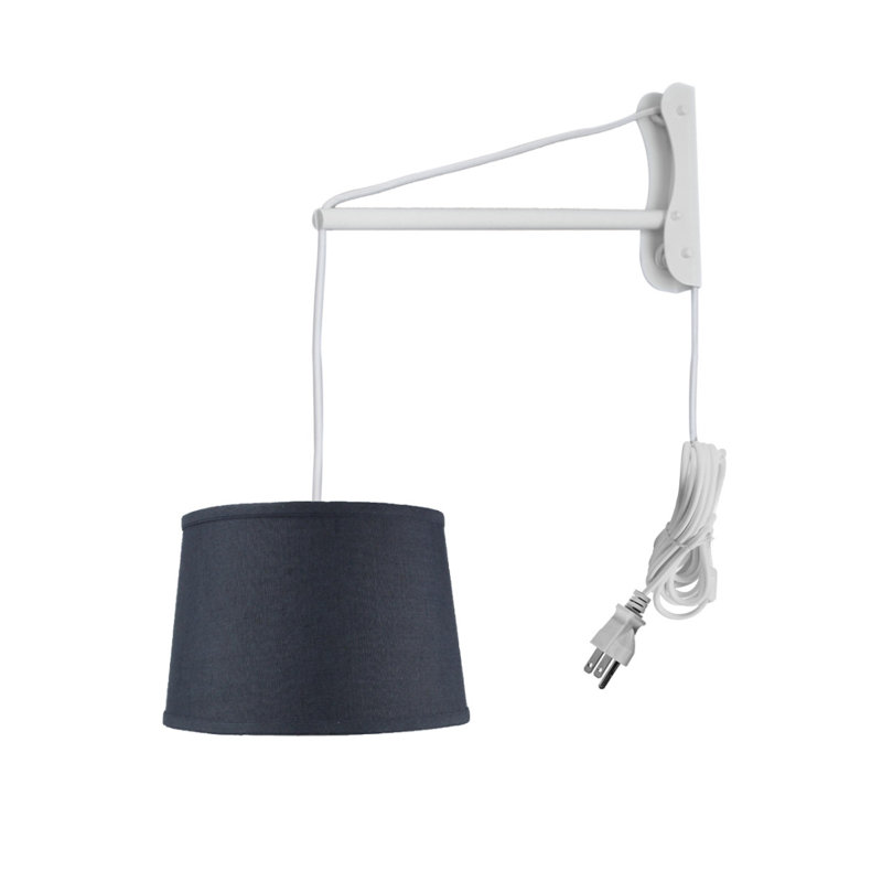 Straitson Plug-in Armed Sconce, Black, White, 8" H x 12" W x 12" D