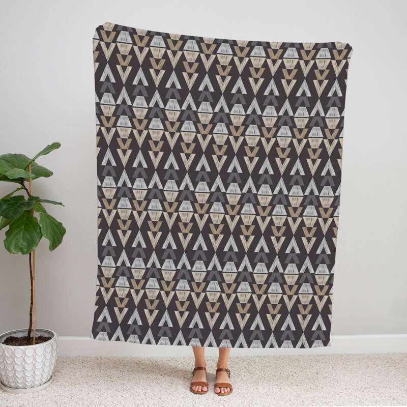 Throw Blanket, 51" W x 60" L, Striped/Abstract, Brown/Gray