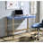 Rectangular Navy Blue And Gold Desk With Outlet Functions For Productive Environment Convenience