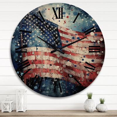 Flag American Flag II - American Oversized Wood Wall Clock