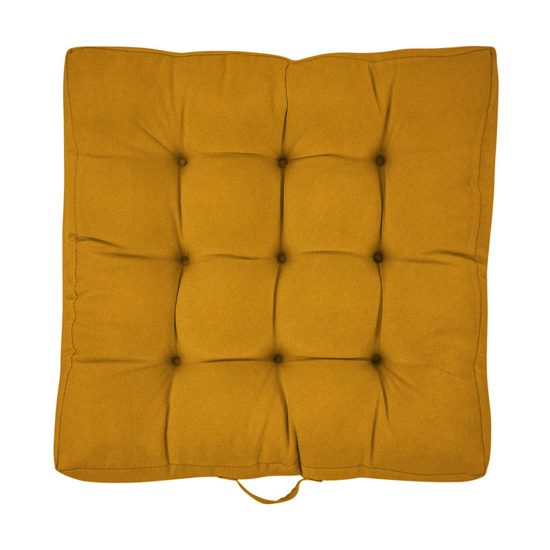Tufted Square Floor Pillow, Mustard