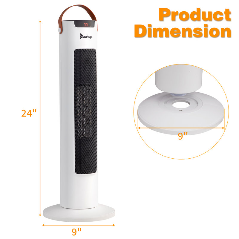 1500 W Electric Tower Ceramic Space Heater With Timer In White