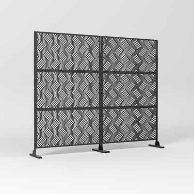 72" Modern Metal Privacy Screen With Weave Style Pattern - Indoor/Outdoor Divider Panel
