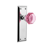 Pink Crystal Waldorf Interior Mortise Door Knob with New York Long Plate