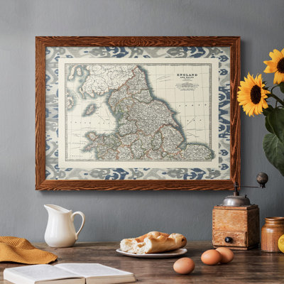Border Map of England & Wales, reproduction d'art sur toile