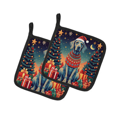 Paire de poignées Weimaraner Christmas
