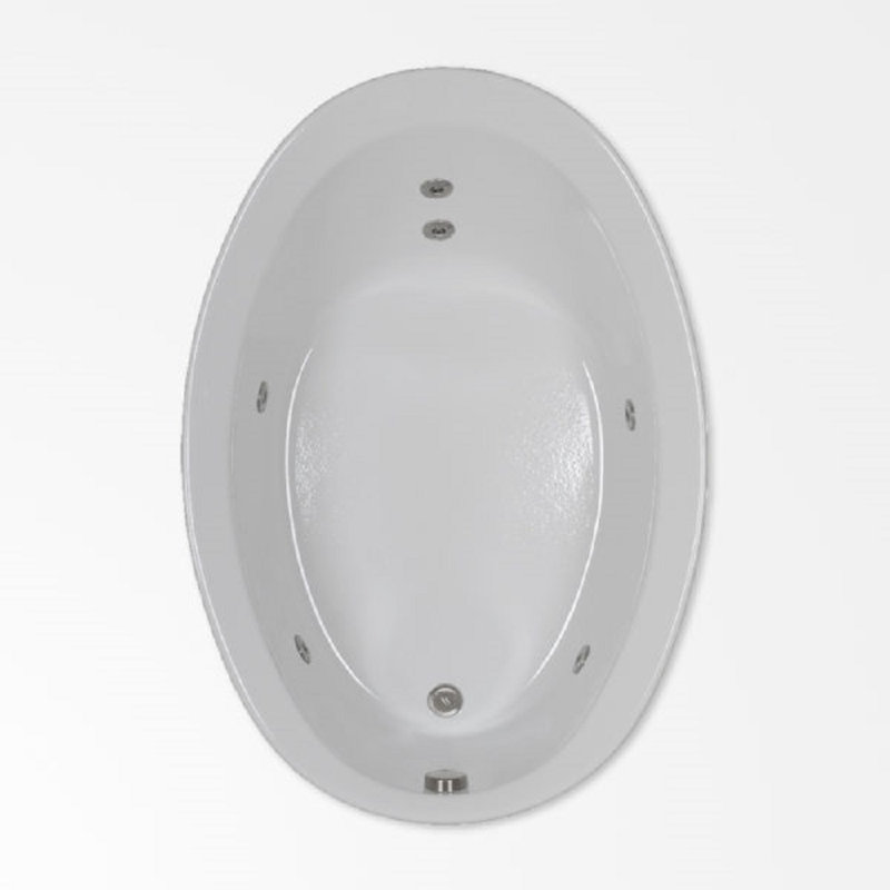 56" L x 38" W Drop In Whirlpool Acrylic Bathtub with Reversible Drain in White, White