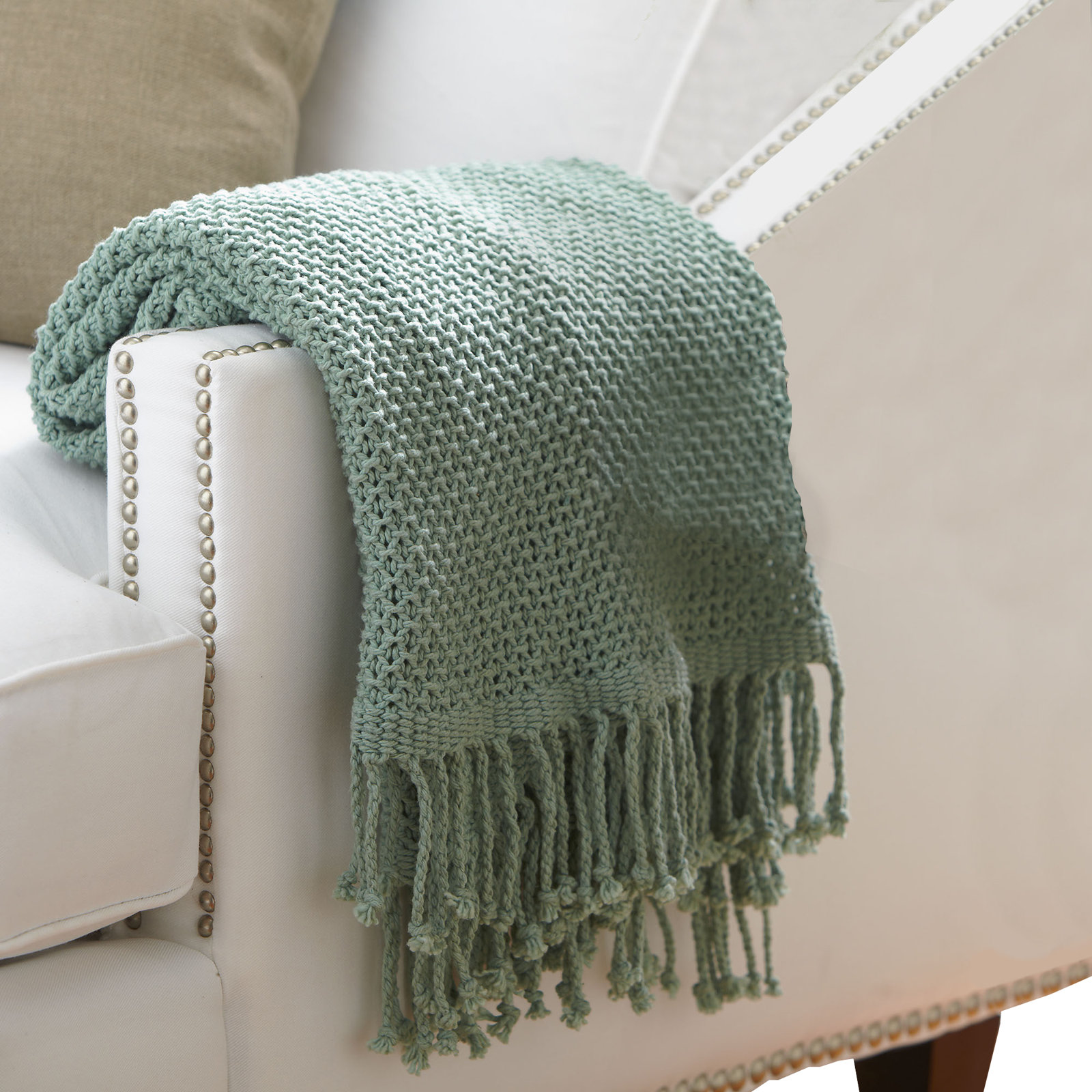 Duien Cotton Heated Throw Blanket, Teal