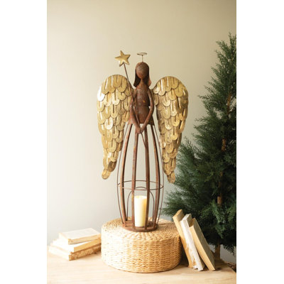 RUSTIC AND GOLD PAINTED CHRISTMAS ANGEL