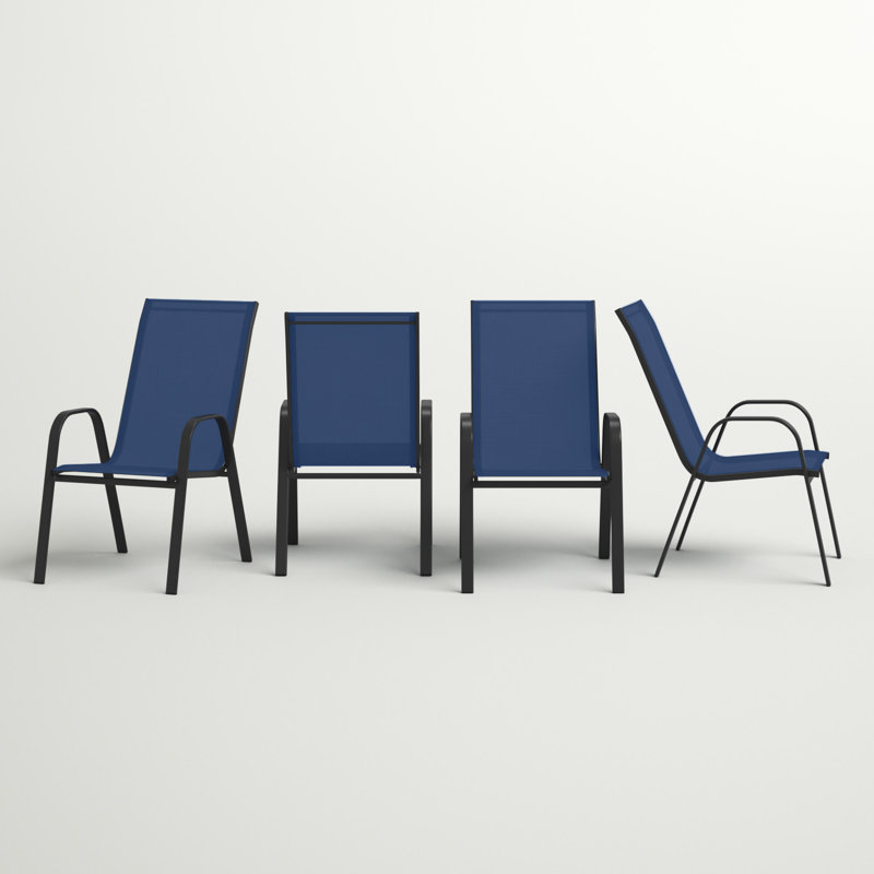 Artu Stackable Flex Comfort Sling Outdoor Patio Chairs by Flash Furniture, Navy