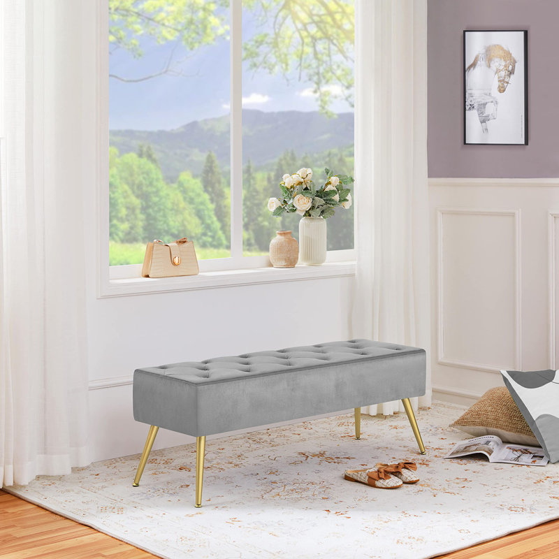 Banc avec repose-pieds Modern Velvet, Gris