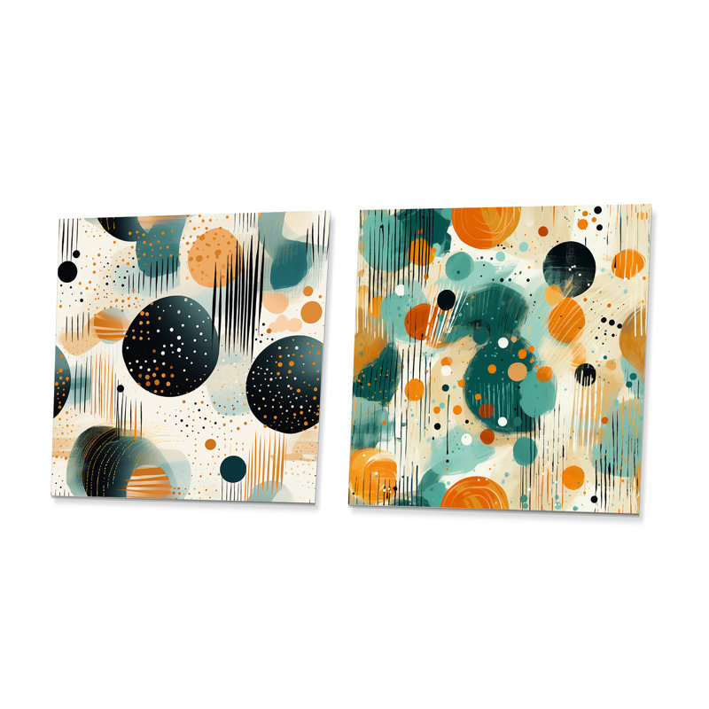 Ensemble de 2 reproductions d'art carrées en métal à motif abstrait czupka, H 16 po x l 32 po