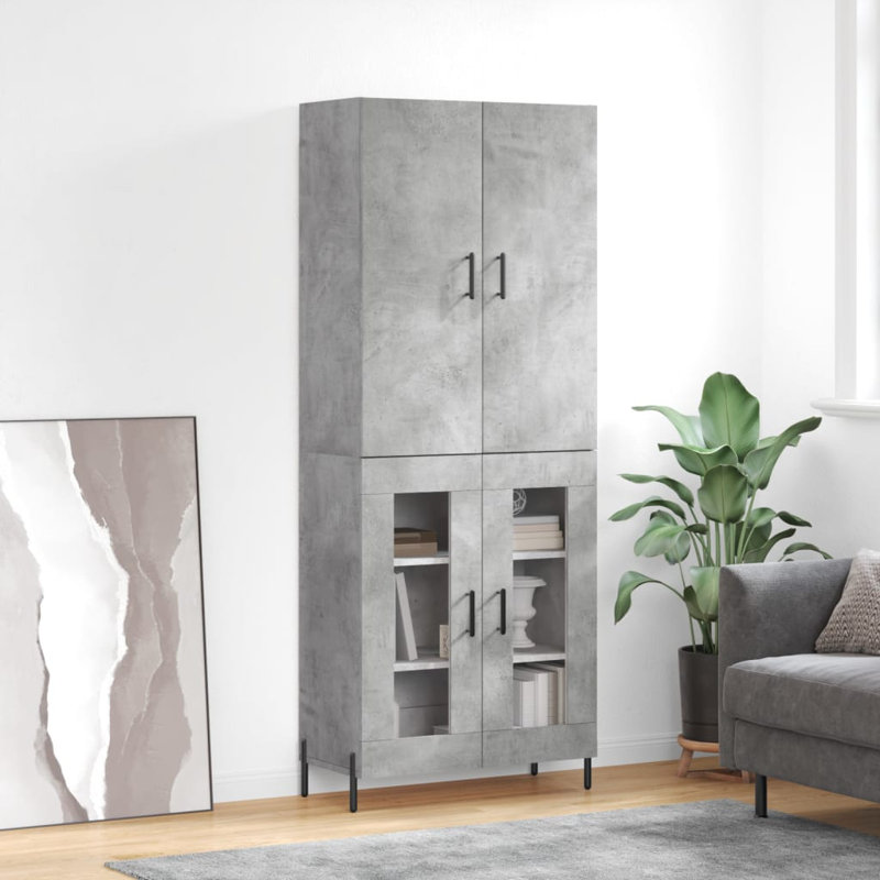 Abey 69.5 cm W Highboard, Concrete Grey