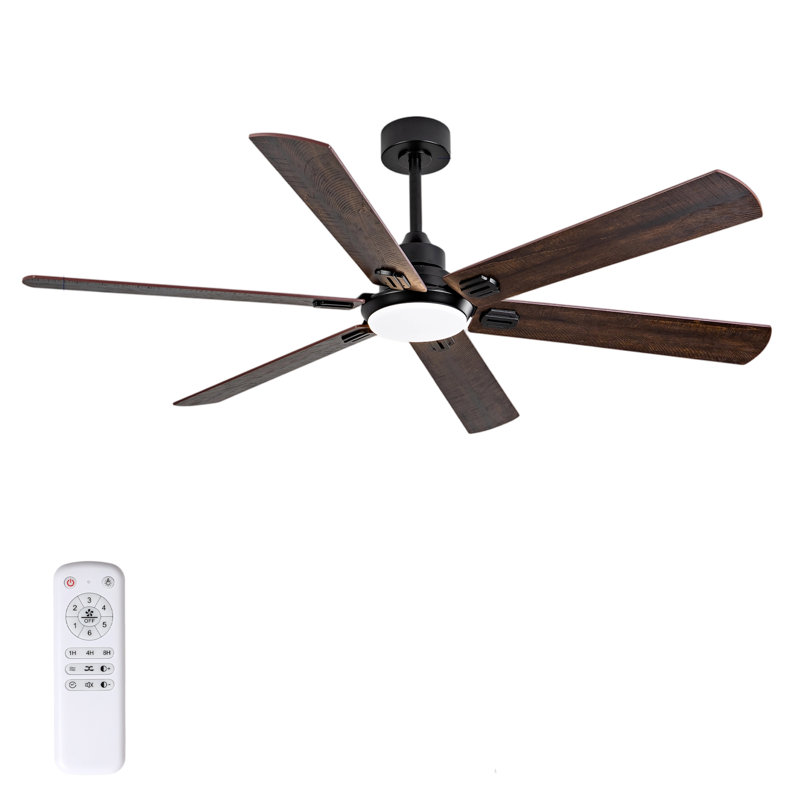 Ventilateur de plafond intelligent d'intérieur / extérieur de 60 pouces avec lumière DEL à intensité variable, moteur à courant continu réversible à 6 vitesses et télécommande